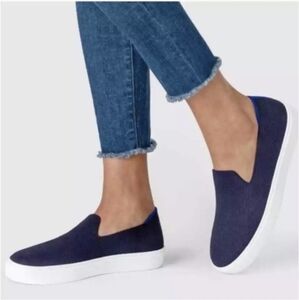 Rothy's Blue Slip On Sneakers Comfort Knit Shoe Navy Blue Size 10